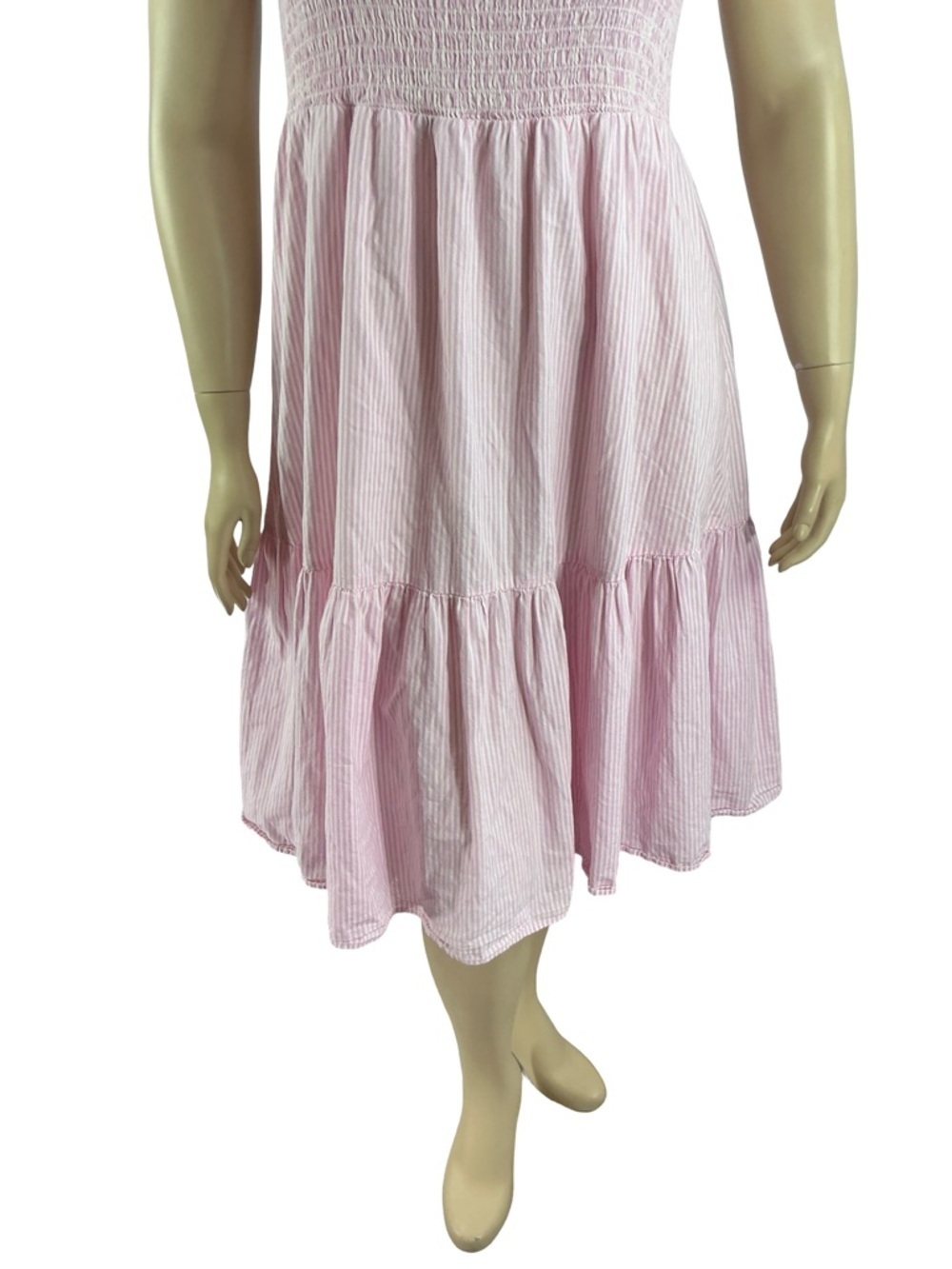 ELOQUII Pink Striped Smocked Midi Sundress Coquette Size 18/20 - Picture 3 of 7